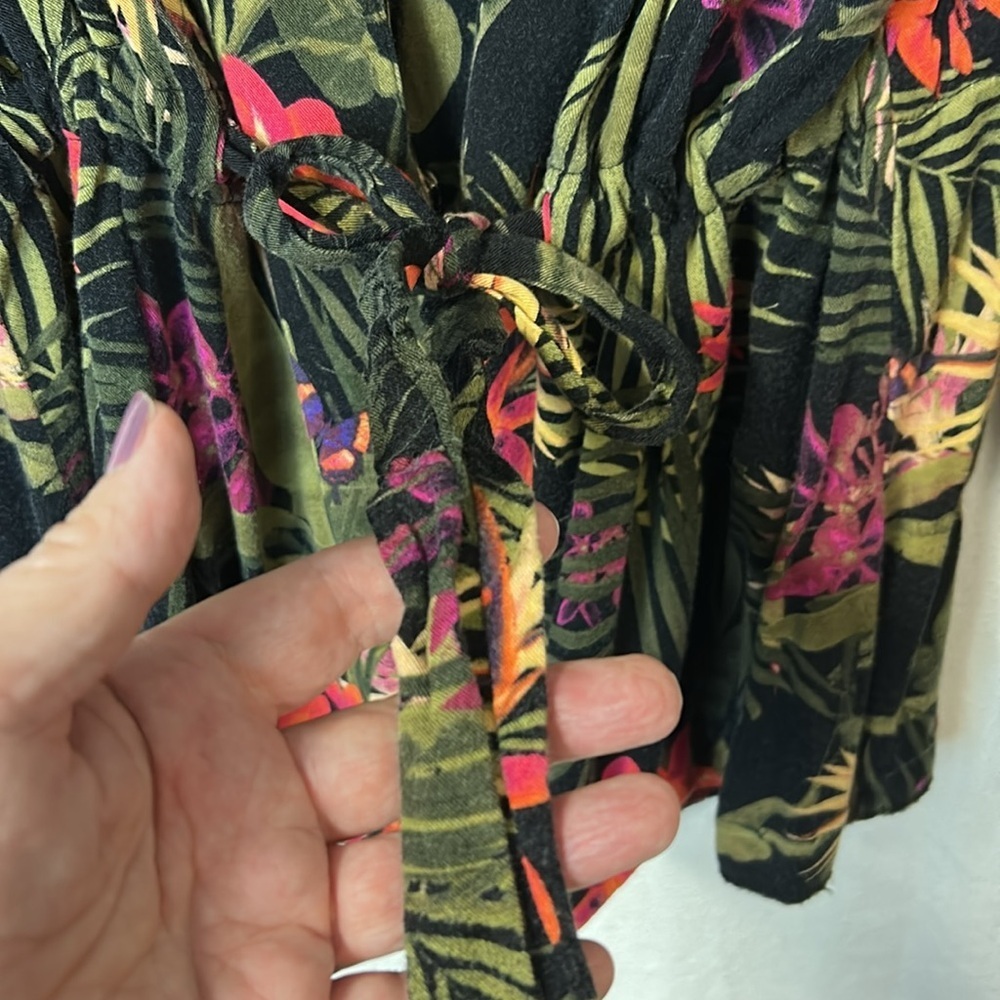 Worthington Women’s Print Blazer with Tie Waist Size XXL Black Green Purple - Picture 5 of 14